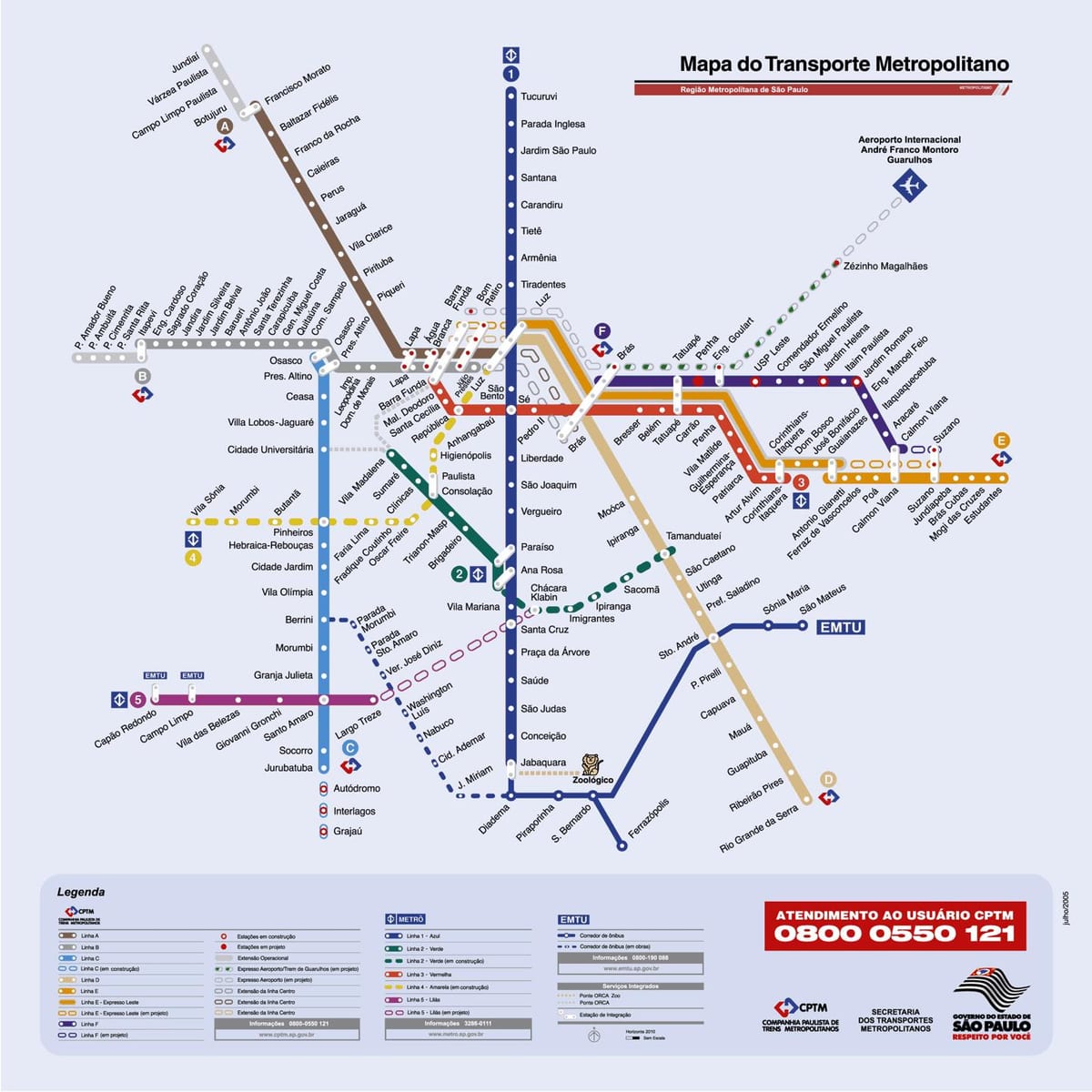 São Paulo autobús mapa