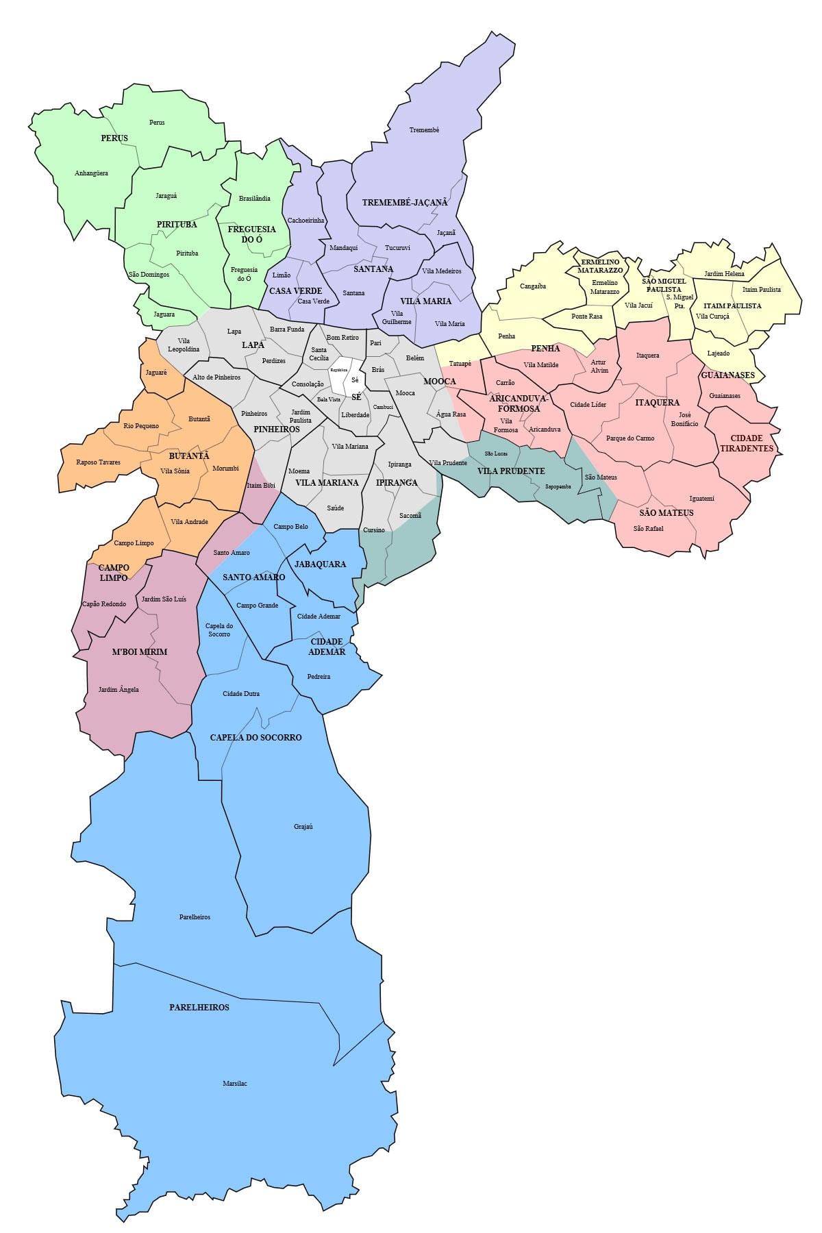 São Paulo suburbio mapa